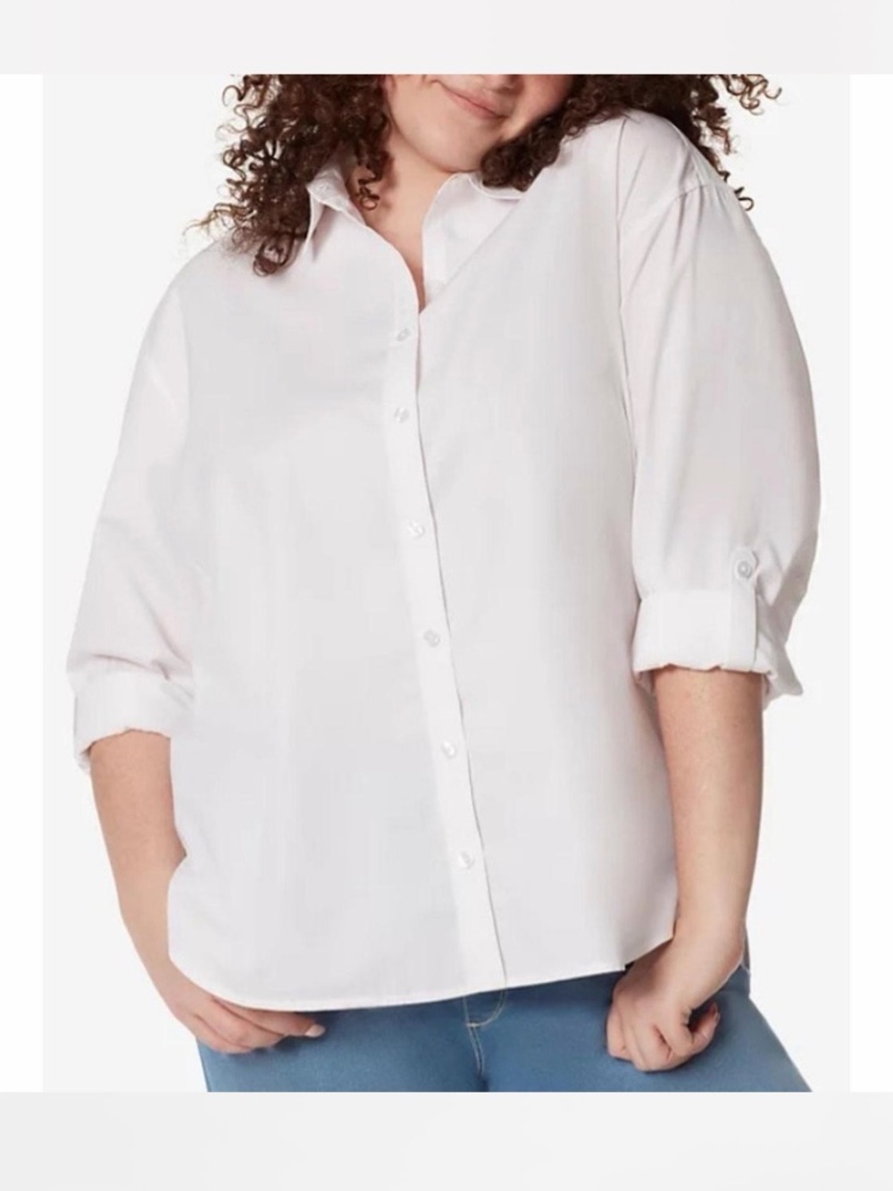 Gloria Vanderbilt White Button-Down Collared Shirt